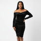 Off Shoulder Velvet Dress 