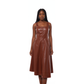 Brown dress on a mannequin against a white background