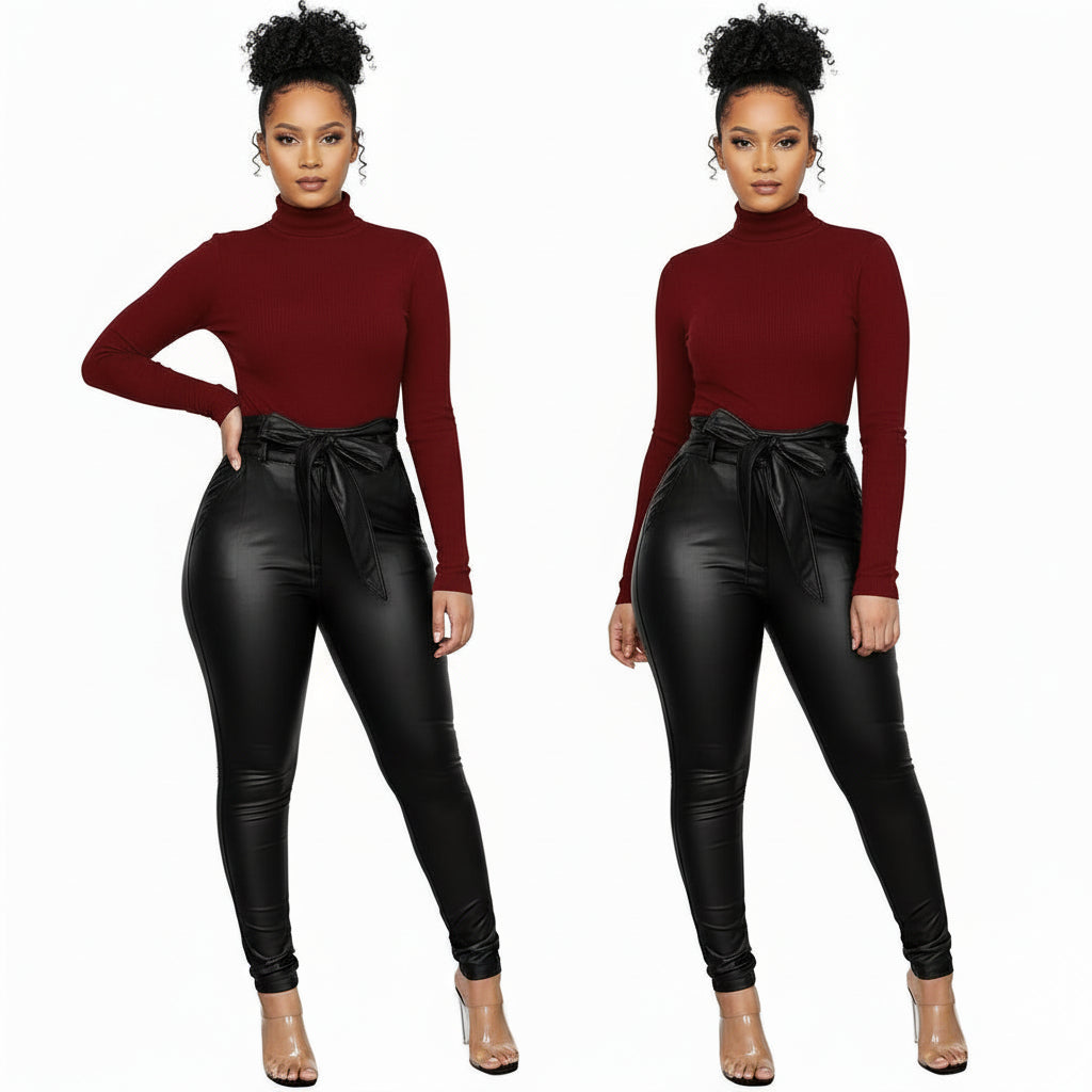 Faux Leather High Waisted Pant