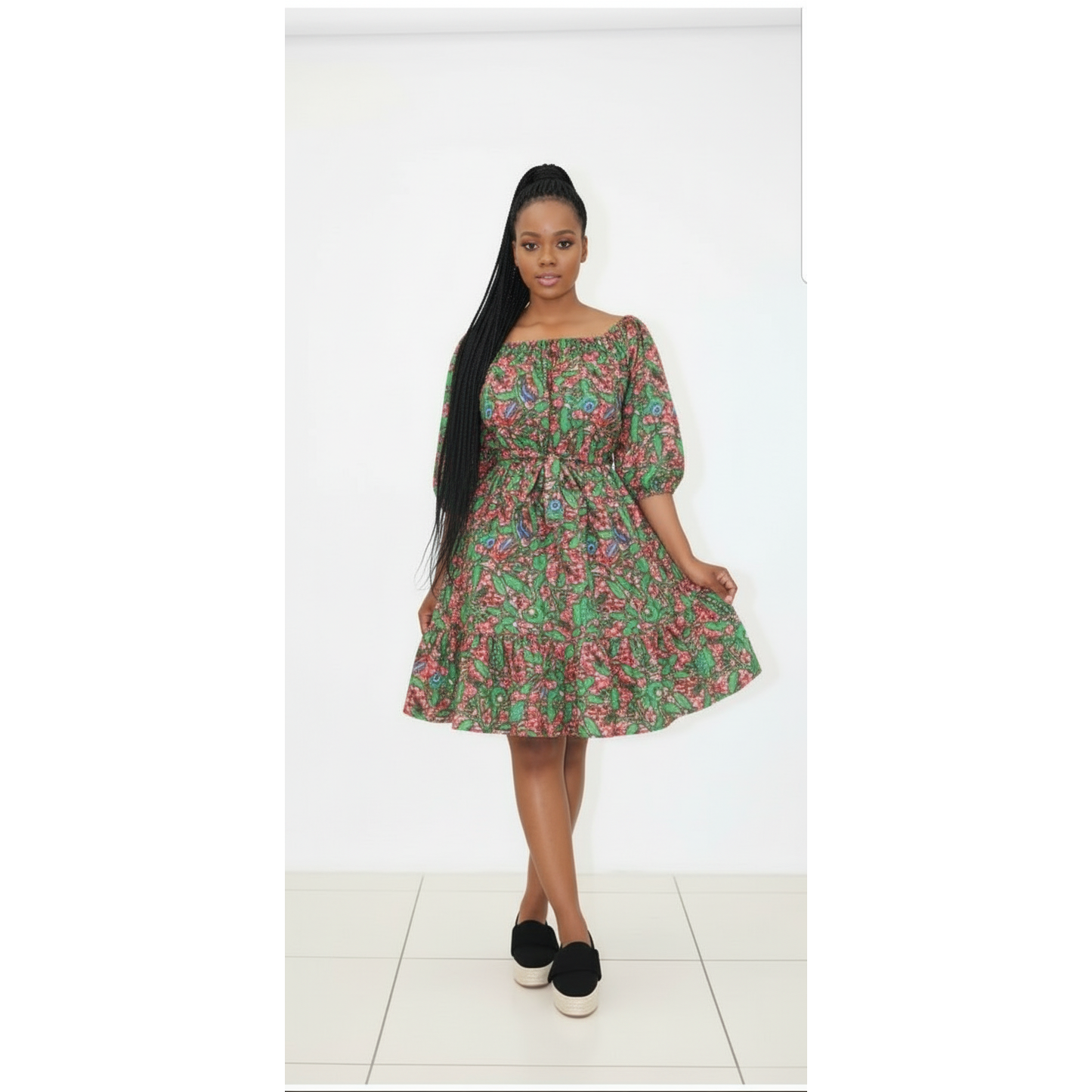 Off Shoulder Ankara Dress 