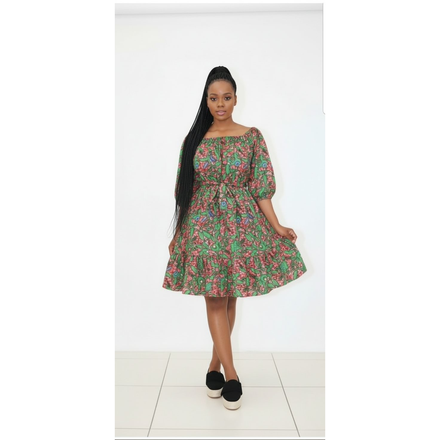 Off Shoulder Ankara Dress 