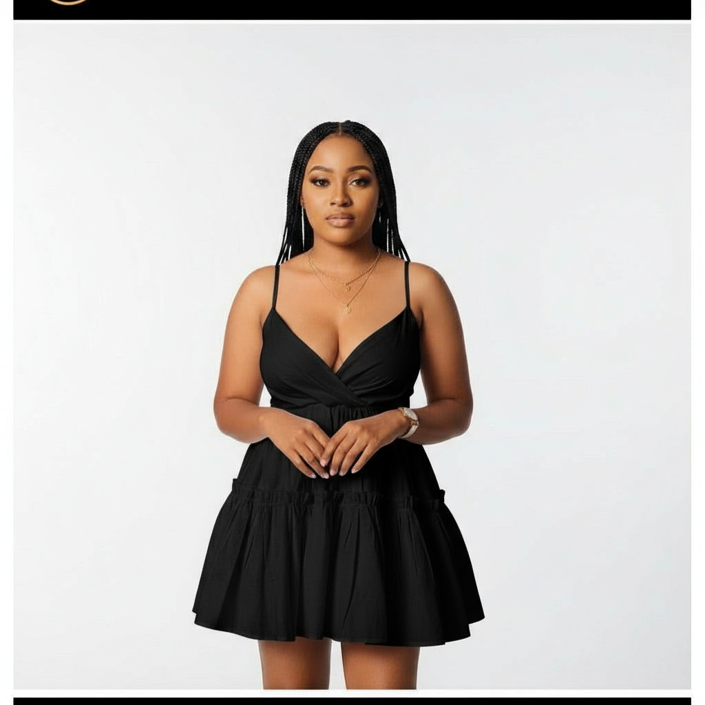 Deep V-Neck Mini Dress