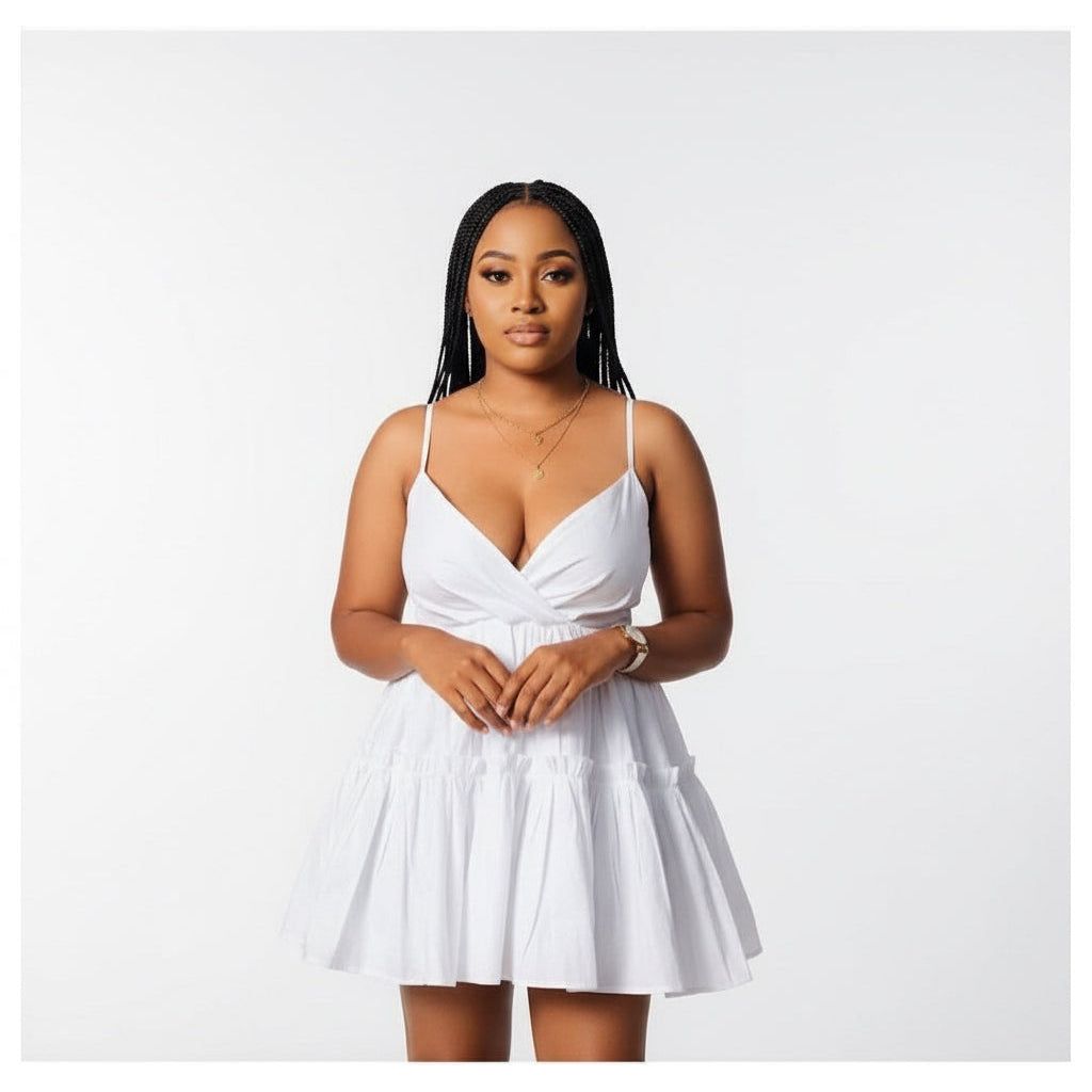 Deep V-Neck Mini Dress