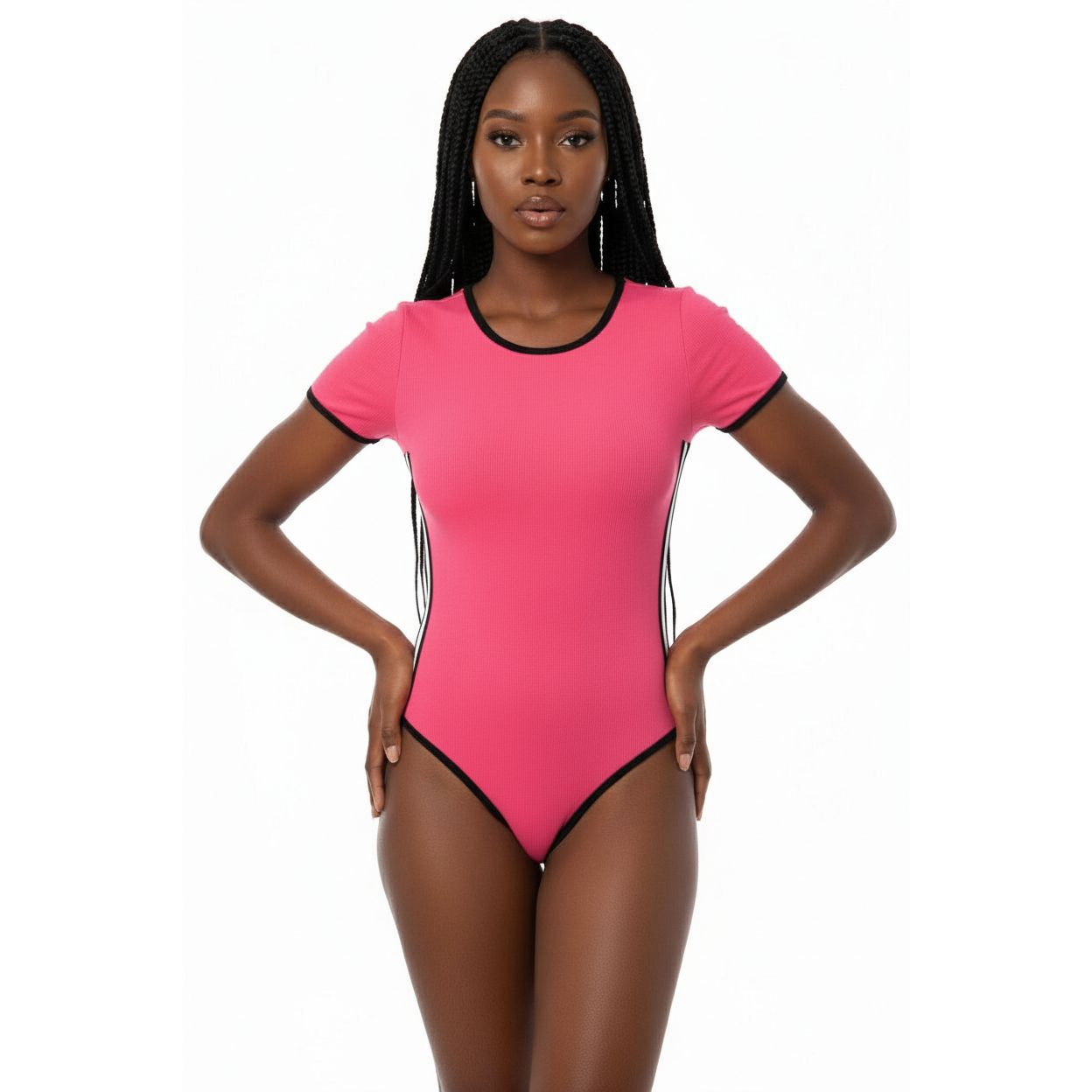 Sexy One Piece Bodycon Bodysuit Short Sleeve.
