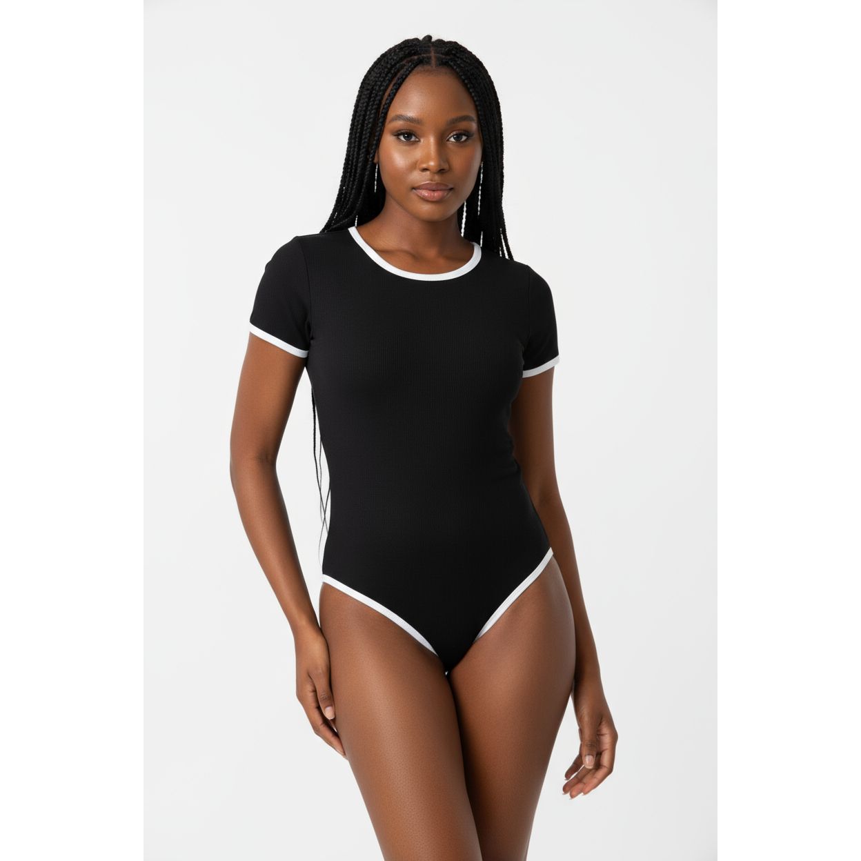 Sexy One Piece Bodycon Bodysuit Short Sleeve.