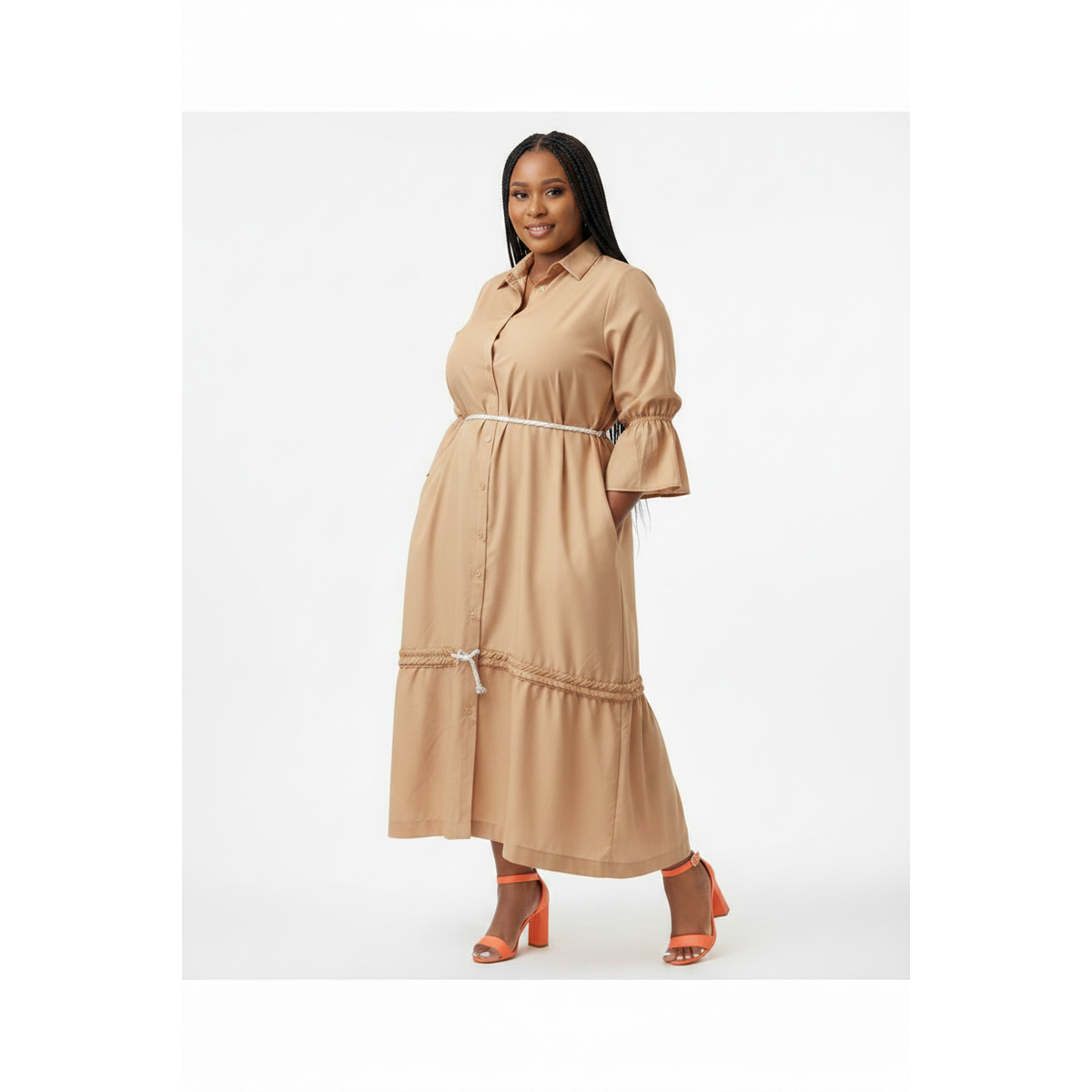 Plus-size Long Sleeve long Shirt Dress 