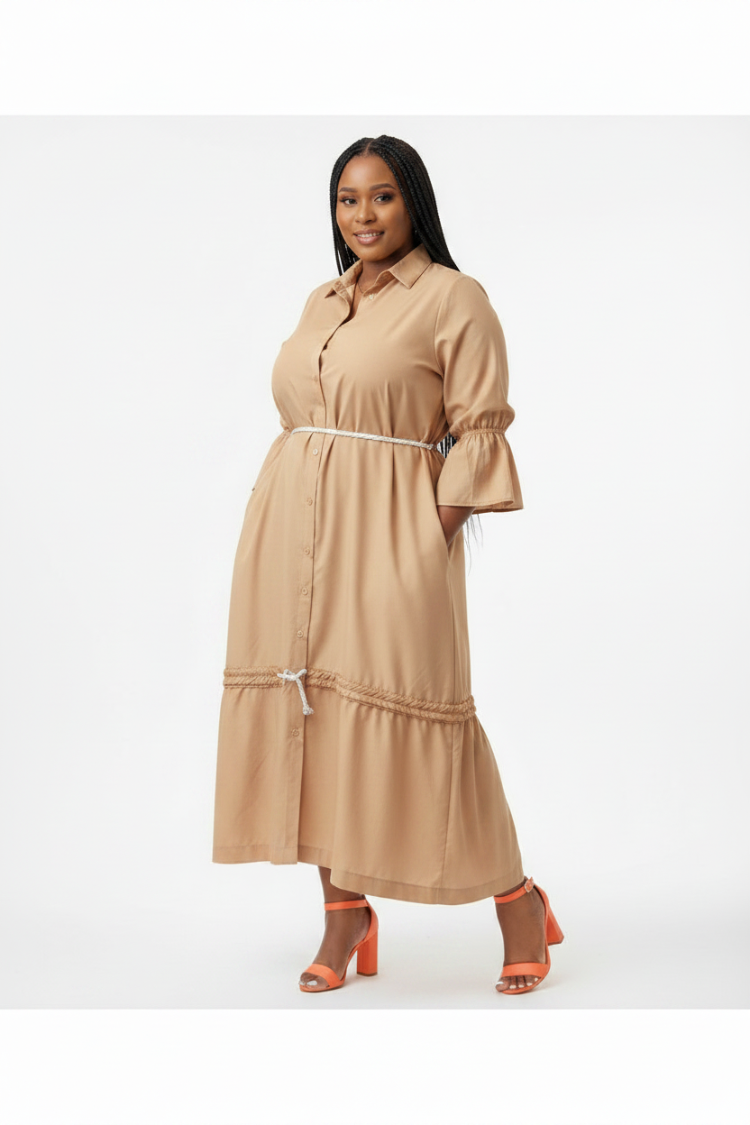 Plus-size Long Sleeve long Shirt Dress 