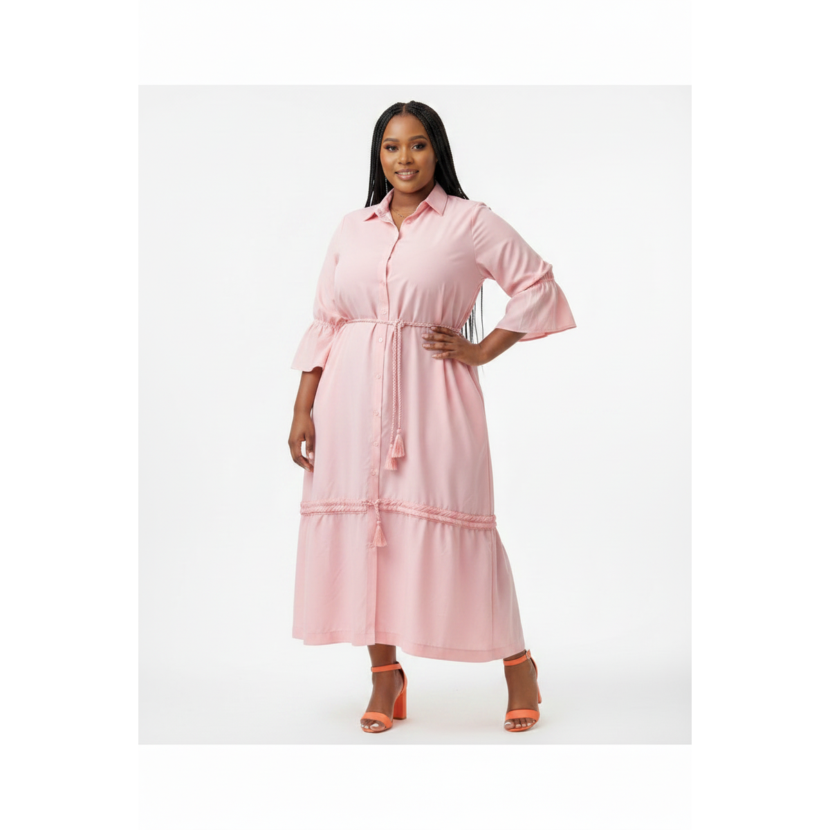 Plus-size Long Sleeve long Shirt Dress 