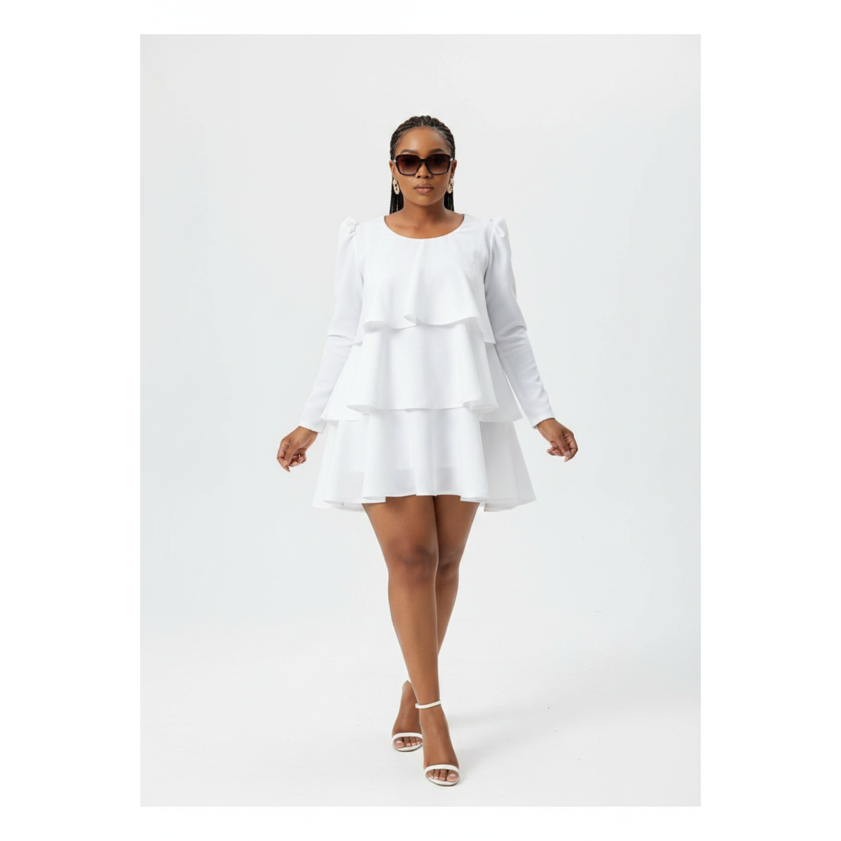 Layered Long Sleeve Midi Dress