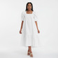 Shirred Tiered Poplin Maxi Dress