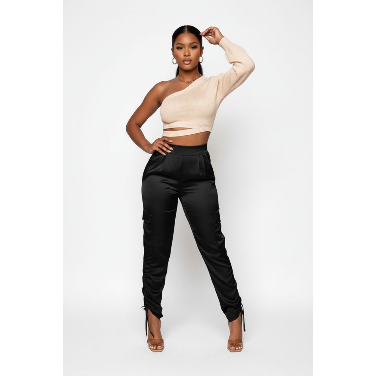 High Waisted Satin Pants