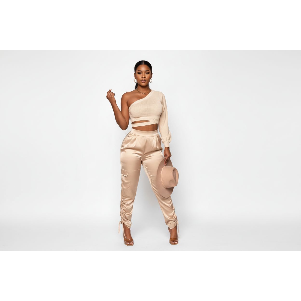 High Waisted Satin Pants