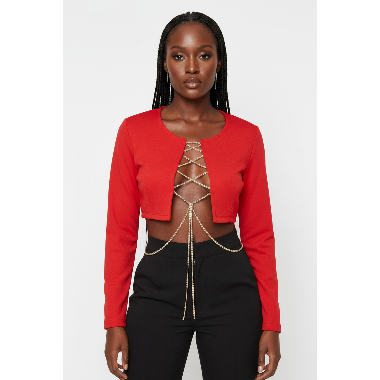 Chain Hollow Lace-up Crop Top