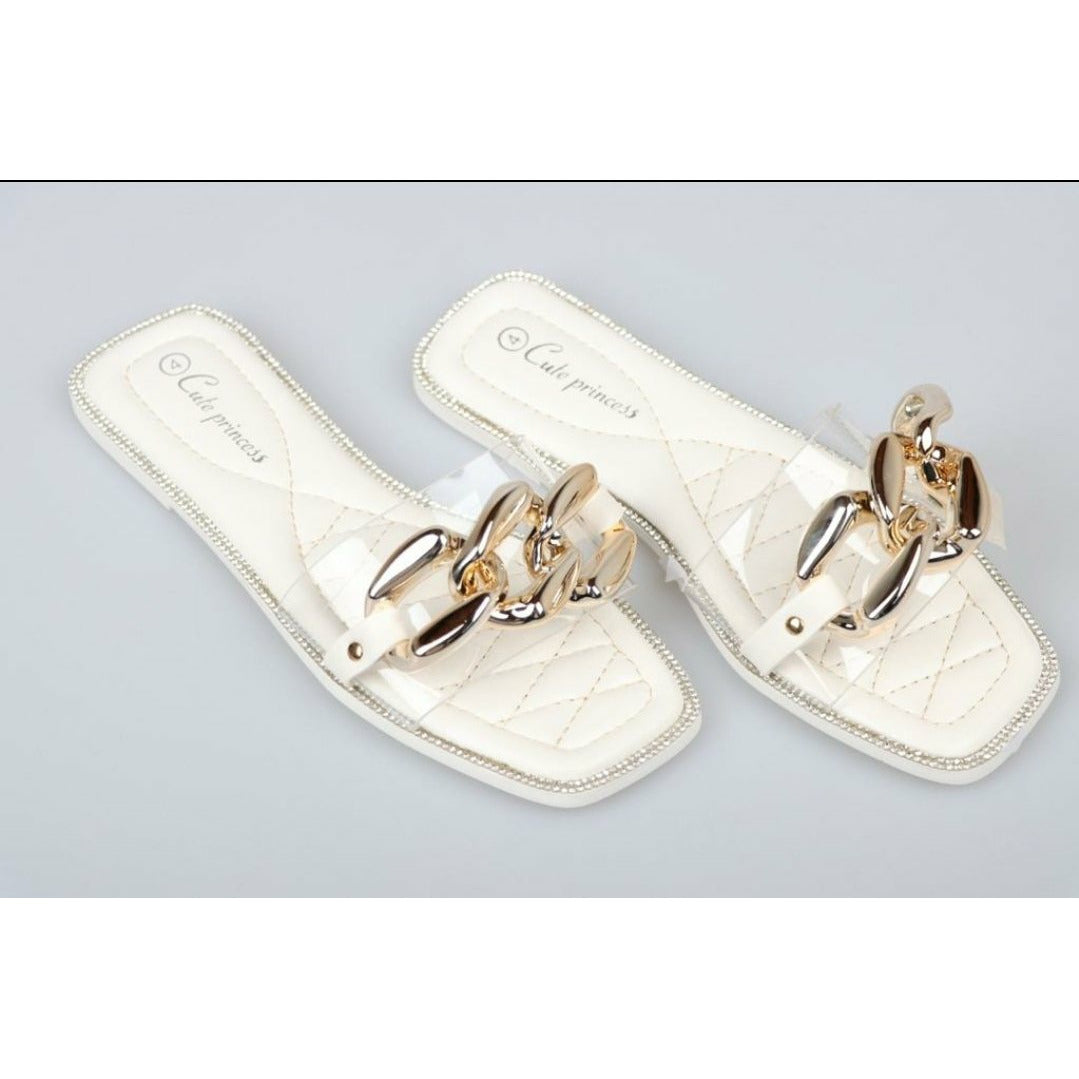 Gold Chain transparent sandels
