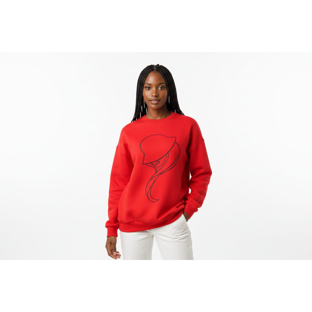 Figure Printing O-Neck Vintage Sweatshirt