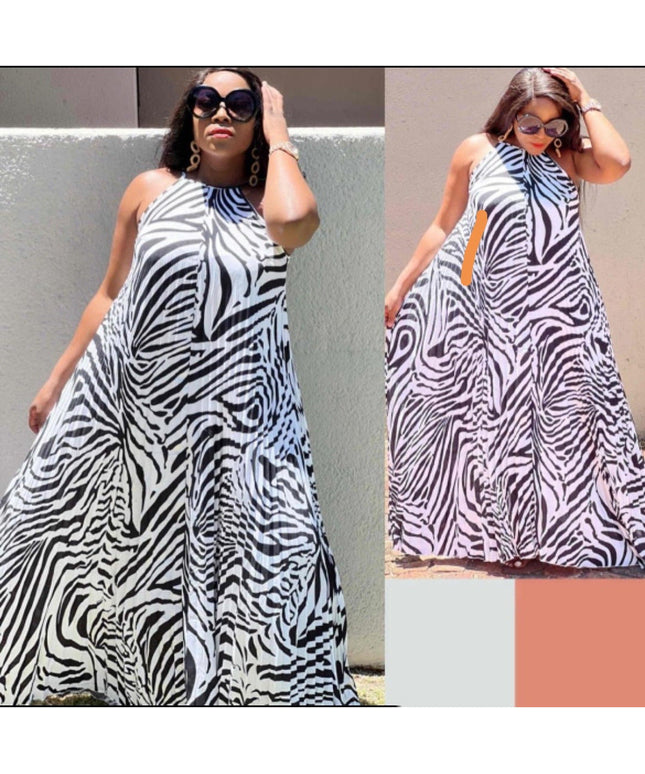 Zebra Sleeveless Maxi Dress