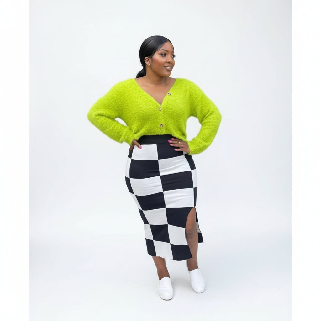 Block Square High Waisted Skirt