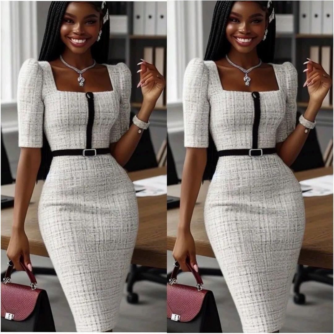 Short Sleeve Square Neck Dress