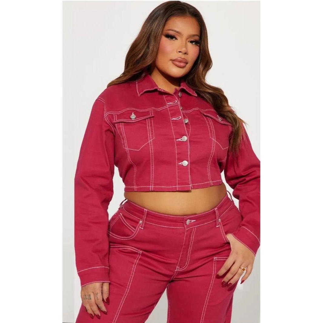 Buttoned Solid Color Top & Pant Set