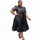 Pleated Skirt and Puff Glitter Top Set
