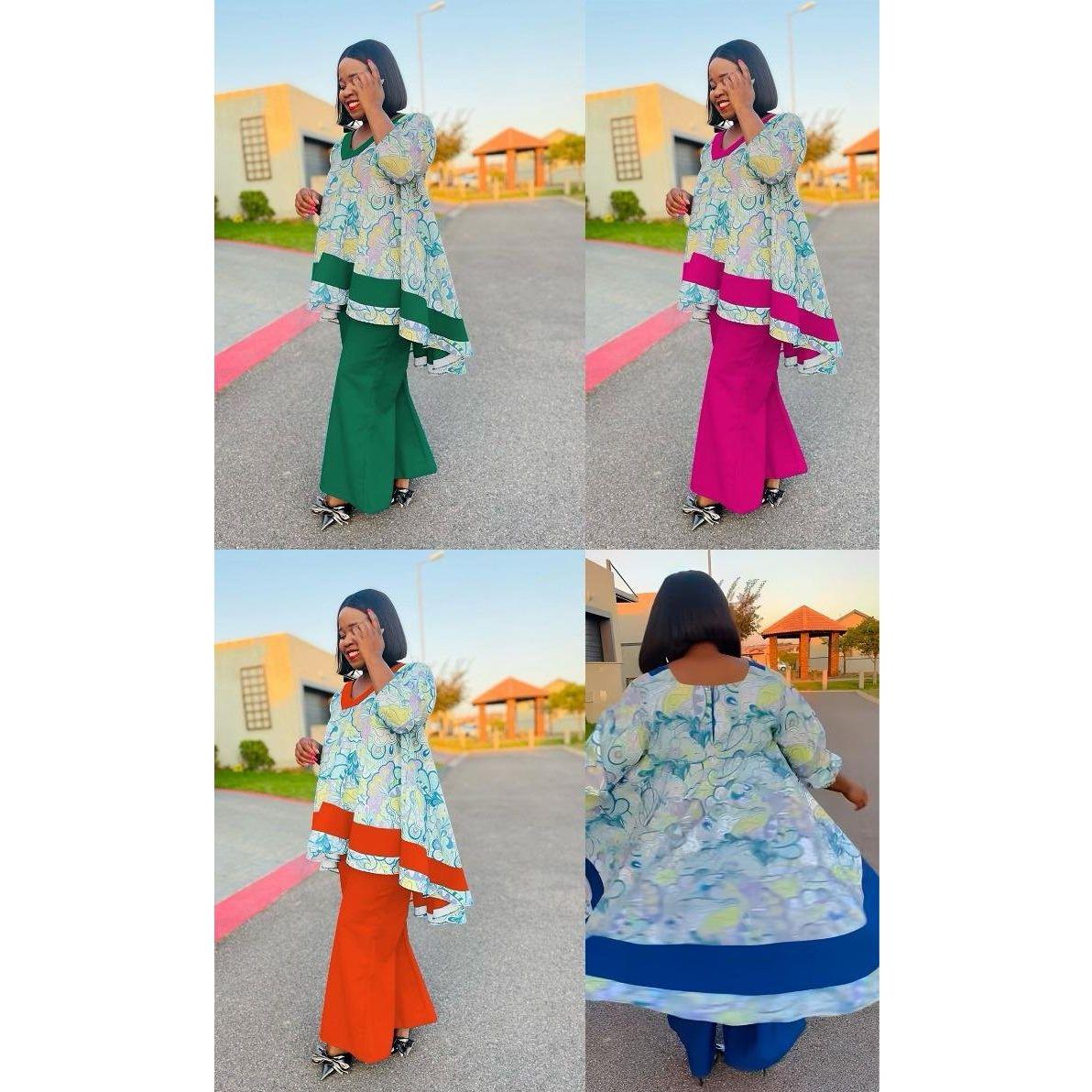 Floral Printed Hi-Low Top & Wide-Leg Pants Set