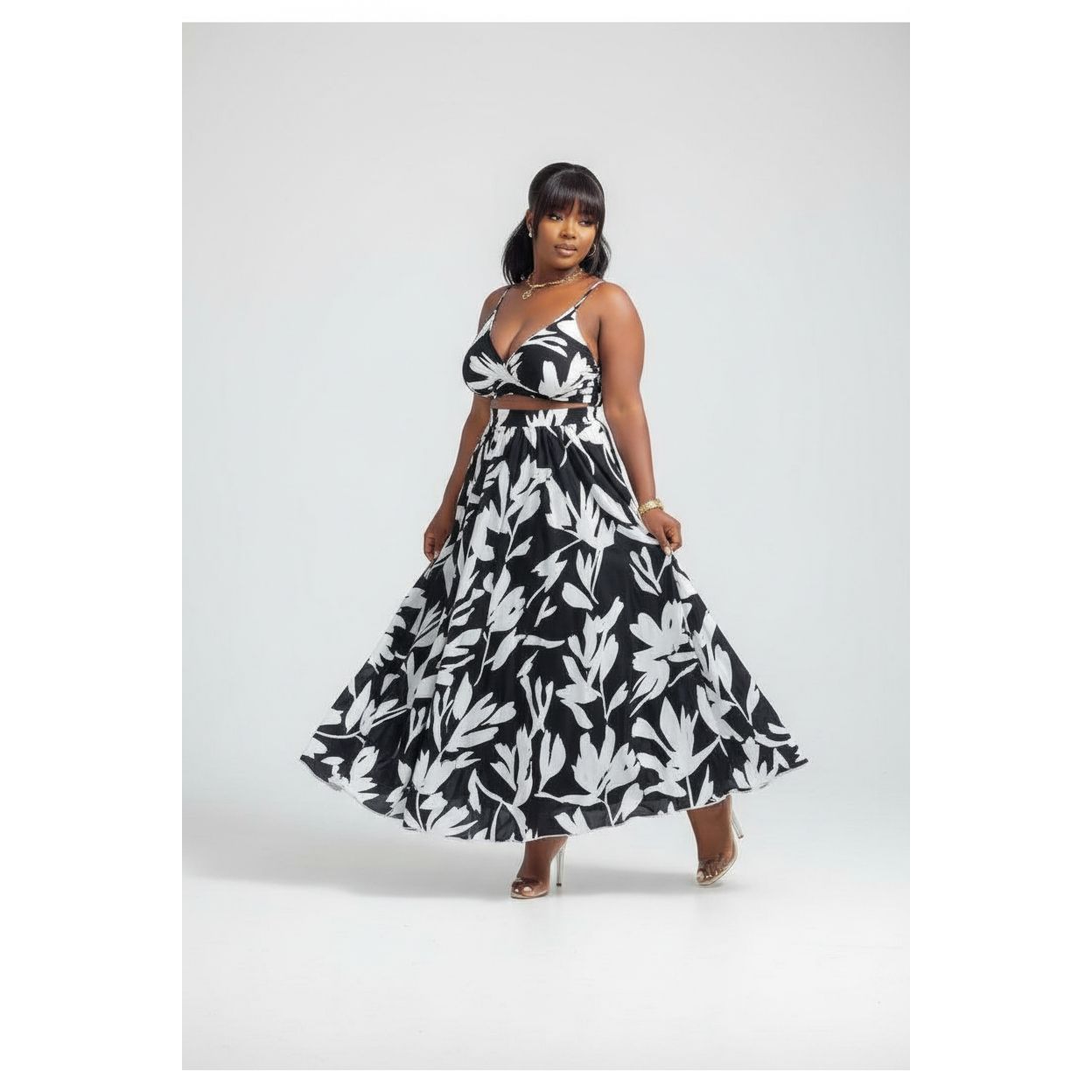 Strap Crop Top & Maxi Skirt Set.