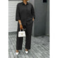 Button Decor Blouse And Relaxed Pants 2 Piece Set.