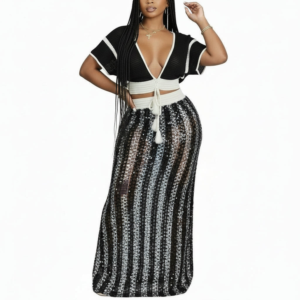 Crop Tops and Long Skirts Matching Set.