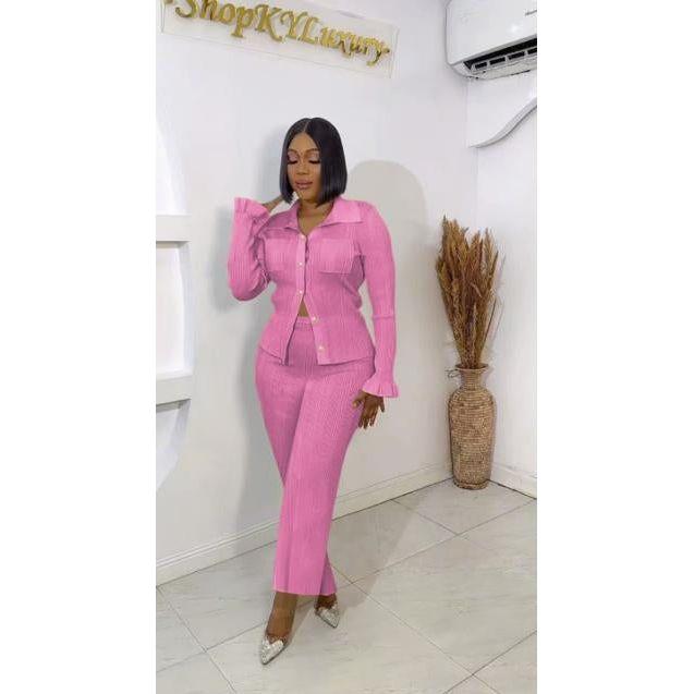 Long Sleeve Flap Detail Top & Pants Set.