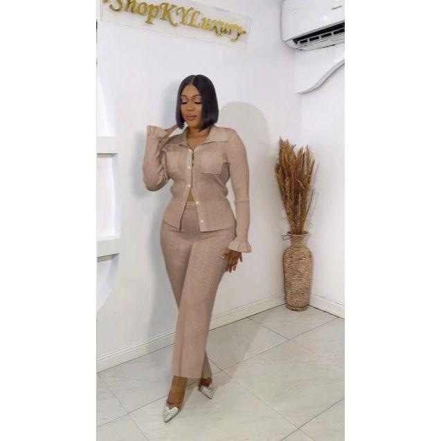 Long Sleeve Flap Detail Top & Pants Set.