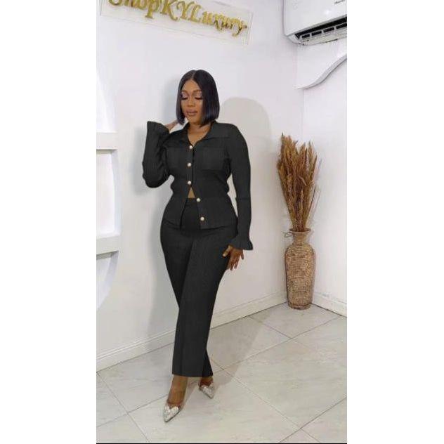 Long Sleeve Flap Detail Top & Pants Set.