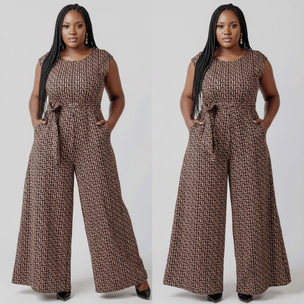 Round Neck Sleeveless Jumpsuit