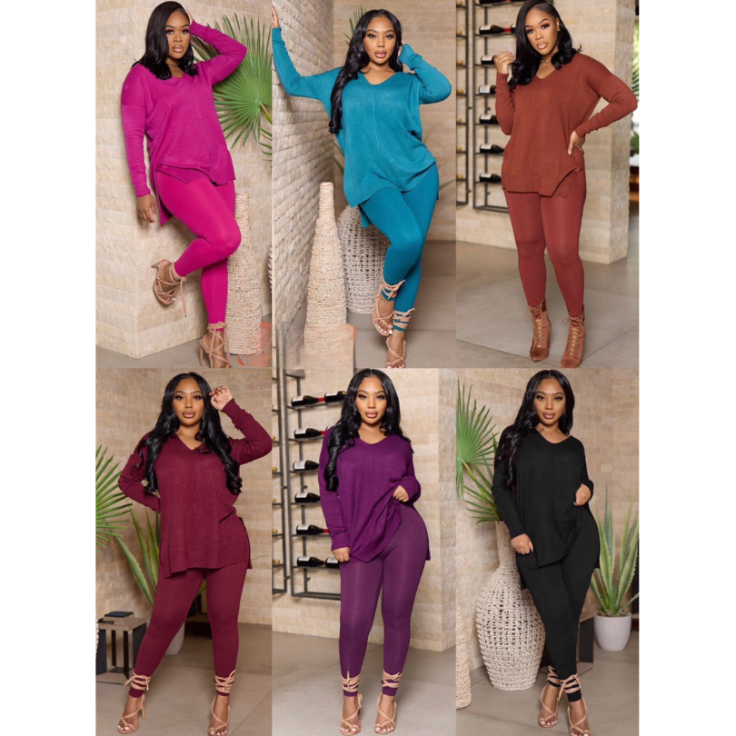 Sexy Knitted Solid Color Set