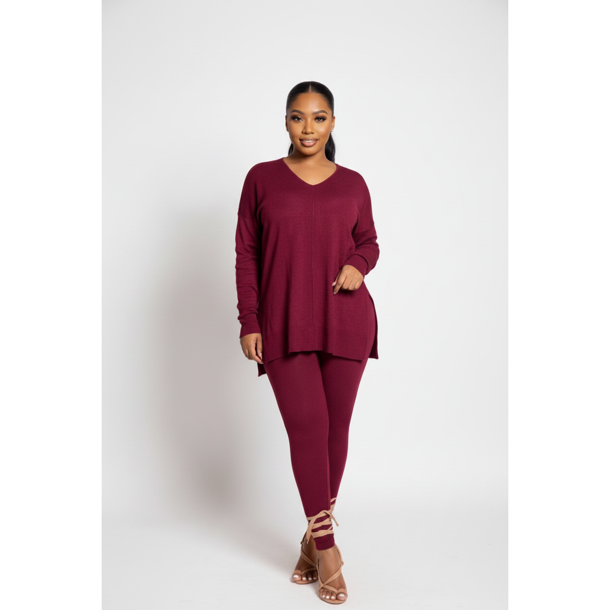 Sexy Knitted Solid Color Set