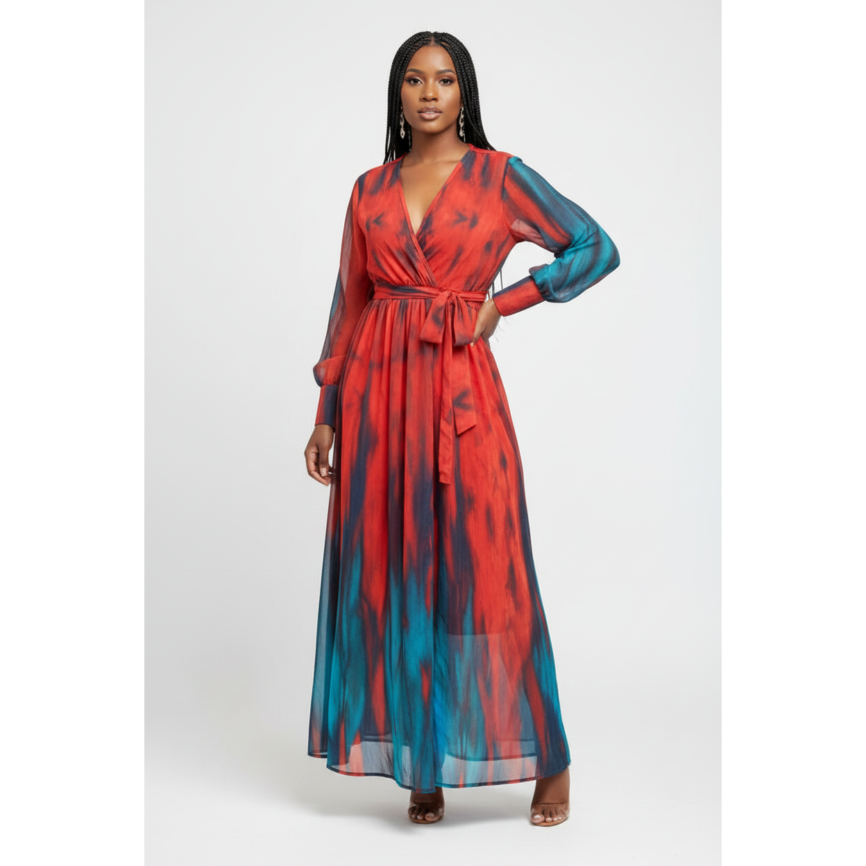 V-Neck Floral Print Maxi dress