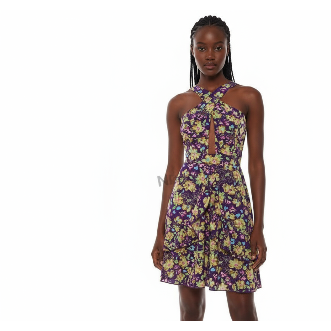 V-Neck Floral Mini Dress