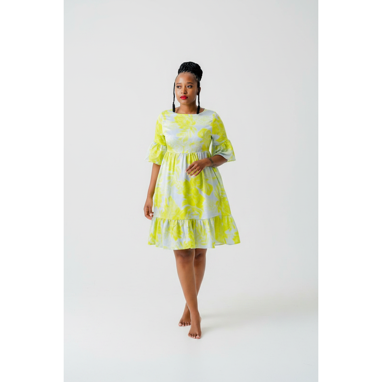 Floral Print Midi Vintage Dress