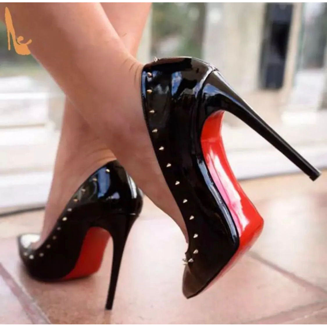 Red Sole Black Patent Rivet High Heel YELLOW SUB TRADING red-sole-black-patent-rivet-high-heel-yellow-sub-trading