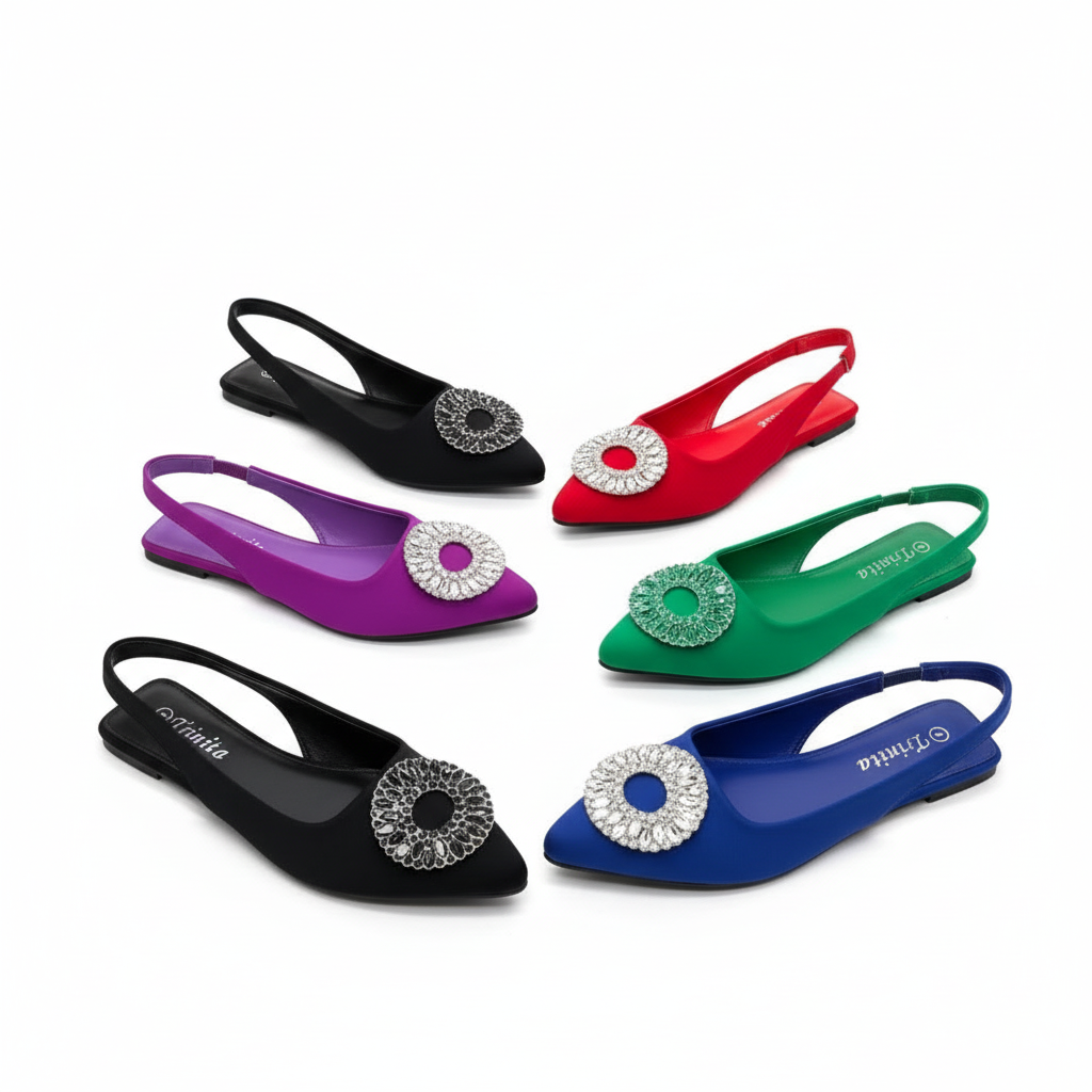 Slingback Flat Rhinestone Sandals