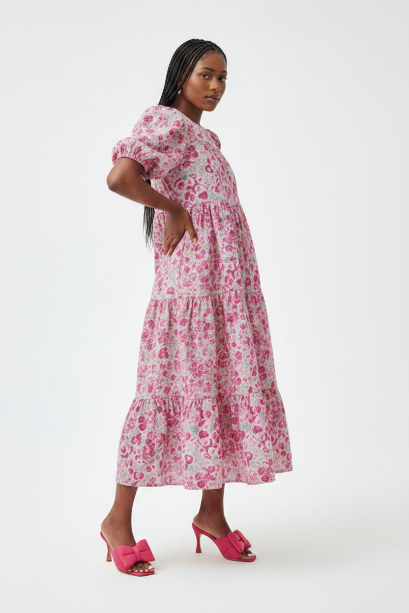 Floral Print Short Sleeve Dress