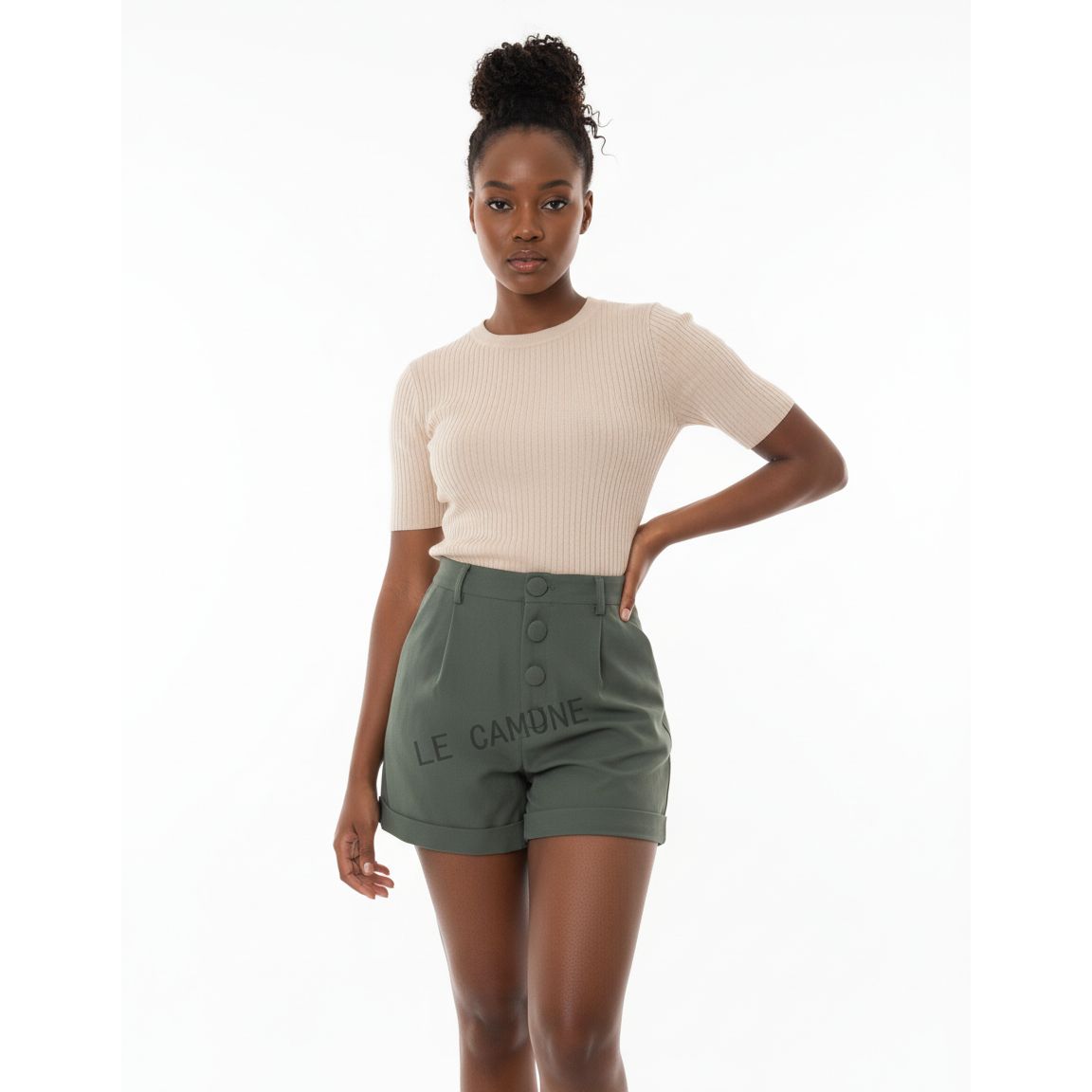 High Waisted Pockets Denim Short