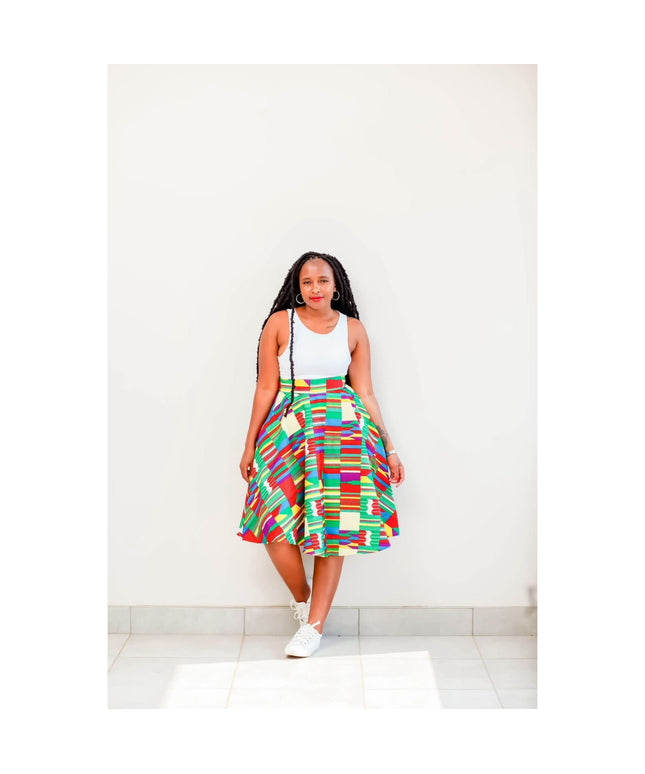 African Print Umbrella Skirt