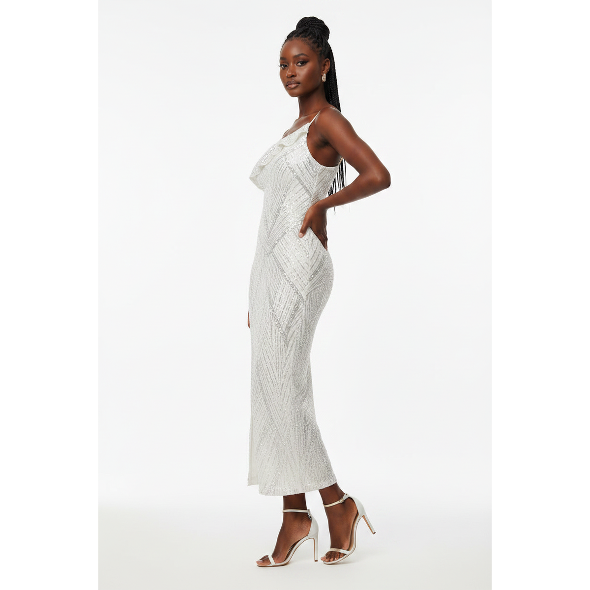 Split Backless Suspender Dress