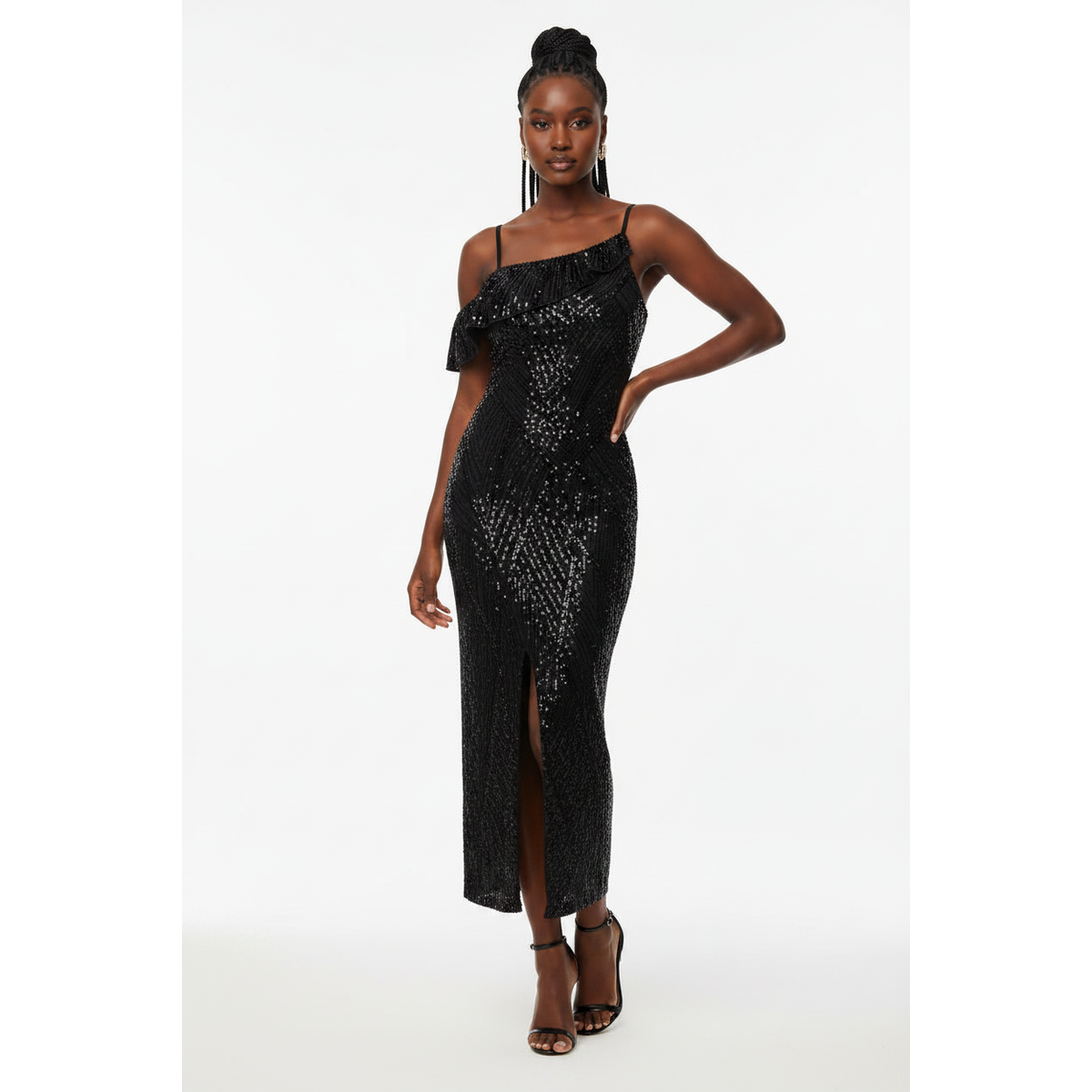 Split Backless Suspender Dress