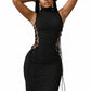 Sleeveless Turtleneck Bodycon Dress.