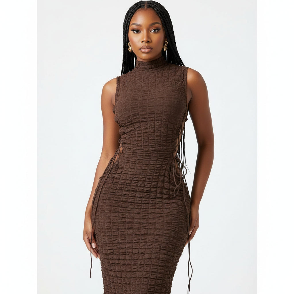 Sleeveless Turtleneck Bodycon Dress.