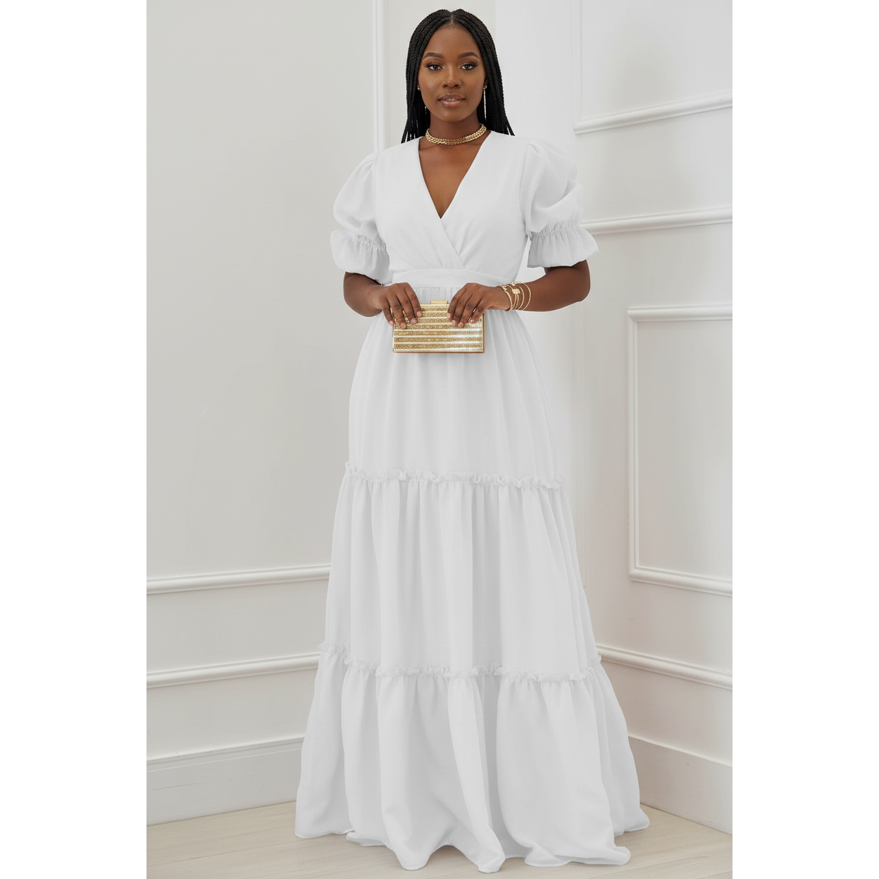 Maxi Short Sleeve V-Neck Dress