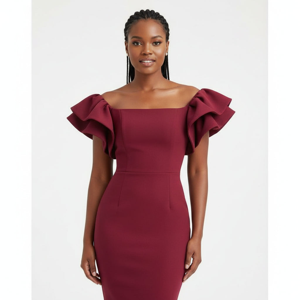 Bodycon Ruffles Sleeves Dress