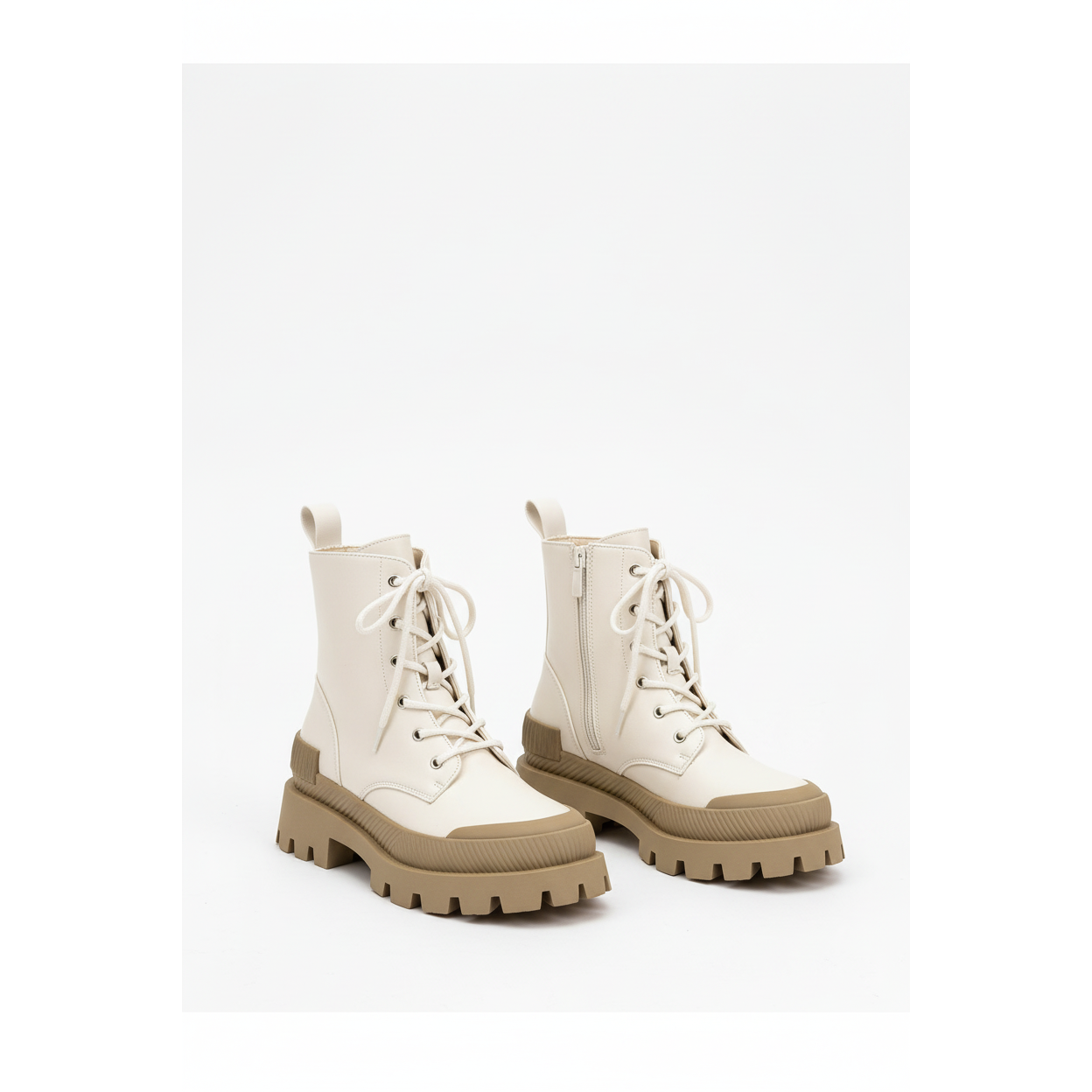 Lace-Up Zipper Leather Boots