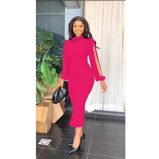 Long Sleeve Round Neck Dress